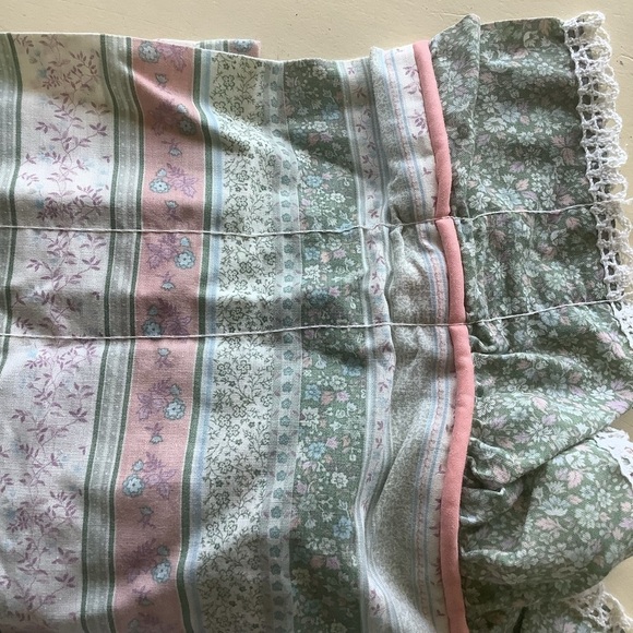 Vintage Pink Green Ruffled Cottagecore Croscill Made in USA Bedding 10 Pieces - Picture 9 of 13